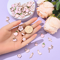 48шт 12 стиля светлые позолоченные подвески из сплава с эмалью&nbsp;ENAM-YW0005-43