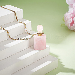 1 шт. ожерелье из натурального розового кварца в виде флакона для духов&nbsp;NJEW-PH0001-37B-03