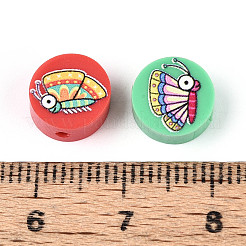 Perles en argile polymère imprimées faites à la main&nbsp;CLAY-T022-12L