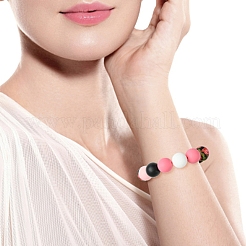 50шт 5 стиля круглые силиконовые фокусные бусины&nbsp;SIL-YW0001-34A