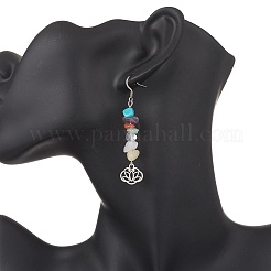 Серьги-подвески из натурального кварца чакры EJEW-JE06648-01