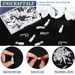 100 pz di ganci piatti in lega stile tibetano con colla&nbsp;FIND-UN0002-33