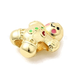 Рождественские латунные эмалевые бусины KK-L258-02G-04