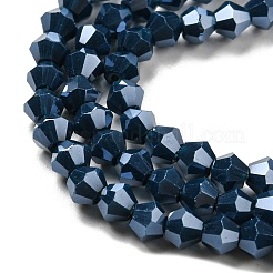 Brins de perles de verre galvanisées de couleur unie opaque&nbsp;EGLA-A039-P4mm-A09