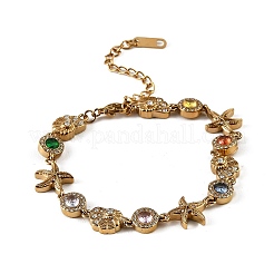 Armbänder mit Strass-Gliederkette aus Edelstahl 304 im Ozean-Design für Damen&nbsp;SA-CBA183D-09B-G