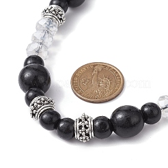 Collier de perles rondes en bois naturel et verre&nbsp;NJEW-JN04477