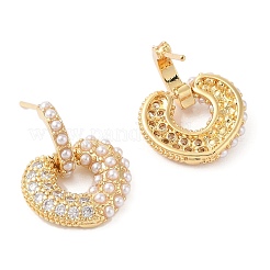 Серьги-гвоздики из латуни с микро-паве из прозрачного кубического циркония для женщин EJEW-G394-47G