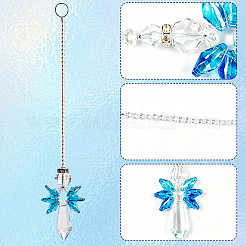 1 pendentif décoratif en verre en forme d'ange&nbsp;HJEW-DJ0001-17A