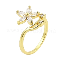 Gestellplattierung Messing Mikropflaster Zirkonia Fingerringe für Frauen&nbsp;LS-RJEW-M027-01G-01