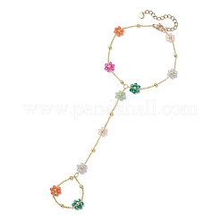 Браслеты из латунных цветочных цепочек&nbsp;BJEW-JB13003