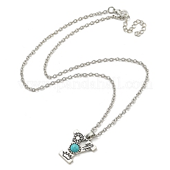 Lettre a ~ z en alliage plaqué argent antique avec colliers à pendentif turquoise synthétique&nbsp;NJEW-G080-01Y