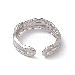 Anello aperto a forma di onda intrecciata in acciaio inossidabile 304 anti-ossidazione per donna&nbsp;RJEW-C045-23P