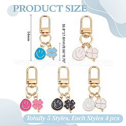 20 шт. 5 стиля подвесных украшений из эмалевого сплава с улыбающимся лицом и клевером&nbsp;HJEW-ME00040