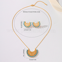 Комплекты серег и ожерелий с подвесками из синтетической бирюзы HX8665