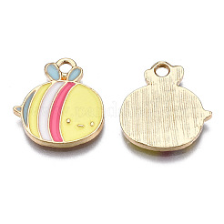 合金ペンダント  エナメル  カドミウムフリー＆鉛フリー  ライトゴールド  蜂  きいろ  17x15.5x1.5mm  穴：2mm&nbsp;ENAM-S119-081-RS
