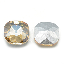 Cabochons en verre avec strass de dos avec point&nbsp;RGLA-T032-10x10mm-09
