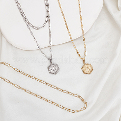 4 шт. 4 стиля шестигранник из нержавеющей стали с начальной буквой а подвеска ожерелье комплект NJEW-AN0001-08