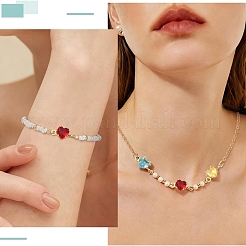 15 Stück 3 Farben Messing Pavé Zirkonia Herzverbinder Anhänger&nbsp;KK-YW0004-66