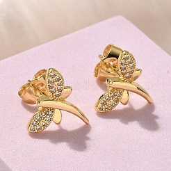 Серьги-гвоздики из циркония EJEW-D305-20G-01