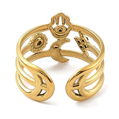Anello polsino aperto in acciaio inossidabile 304 placcato ionico (ip) per donna&nbsp;RJEW-F166-01G-02