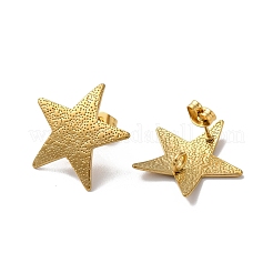304ステンレススタッドピアス金具  垂直ループ付き  ゴールドカラー  スター  22x22mm  穴：2.5mm  ピン：0.8mm&nbsp;LS-STAS-M314-02B-G