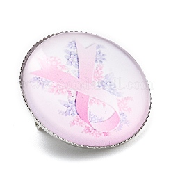 Broches en verre avec ruban de sensibilisation au cancer du sein&nbsp;LS-JEWB-L019-01A