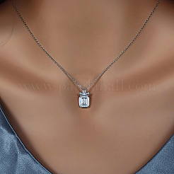 925 флакон духов из стерлингового серебра с прозрачными кубическими цирконами и подвеской в виде цветка ириса AJ6664-1