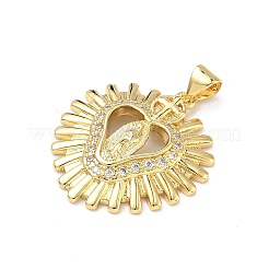 Латунные микропаве прозрачные подвески с фианитом&nbsp;KK-P350-18G-03