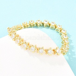 Armbänder aus Messing mit Pavé-Fassung und klaren Zirkonia-Steinen für Damen&nbsp;BJEW-T025-02G