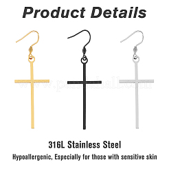 3 шт. двухцветные серьги-подвески из нержавеющей стали EJEW-FI0003-04