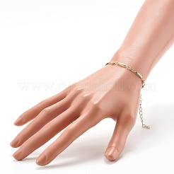 真鍮象眼細工クリアキュービックジルコニアリンクチェーンブレスレット  ゴールドカラー  7-1/2インチ（19cm）&nbsp;BJEW-JB06418