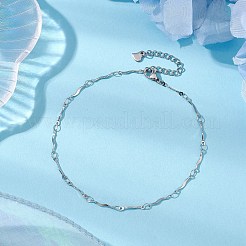 Браслеты на ногу из нержавеющей стали 304 с волнистыми звеньями для женщин&nbsp;AJEW-AN00627