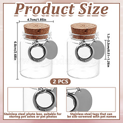 2 шт. прозрачные стеклянные пустые бутылки с подвесками в виде отпечатков лап в виде сердечек и медальонов AJEW-DR00039