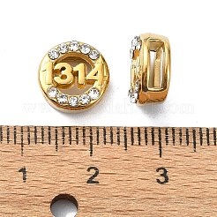 イオンプレーティング（IP）304ステンレススチールスライドチャーム  ラインストーン付き  18KGP本金メッキ  数  10x5mm  穴：7x2.2mm&nbsp;STAS-C089-06A-G
