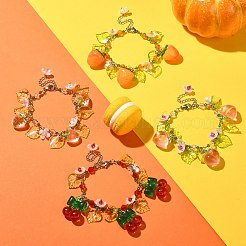 Браслет с подвеской в виде цветка из стекла BJEW-JB09435