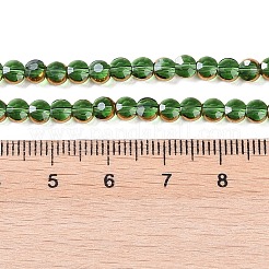 電気メッキガラスビーズセット  フルメッキ  多面カット  フラットラウンド  薄緑  4x4.5x3.5mm  穴：0.8mm  約74個/連  11.73''（29.8センチメートル）&nbsp;EGLA-Q128-02A-FP02