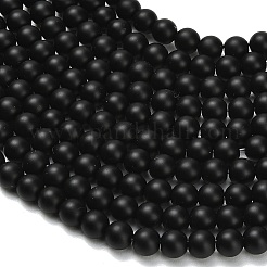 Natürliche schwarze Onyxperlenstränge (gefärbt und erhitzt).&nbsp;X-G-Z024-01B-6mm