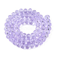 ガラスビーズ連売り  多面カット  ロンデル  ライラック  8x6mm  穴：1mm  約60~62個/連  39~40cm&nbsp;X-EGLA-A044-T8mm-D17