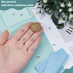 10 pz. 925 ciondoli con maglie piatte rotonde in argento sterling con zirconi cubici trasparenti&nbsp;STER-BC0004-22P