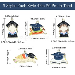 20 шт. 5 стиля выпускной сезон позолоченные подвески из эмали из сплава&nbsp;ENAM-CJ0006-14