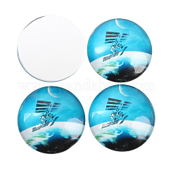 星空印刷されたガラスの半分ラウンド/ドームカボション  ミックスカラー  12x4mm&nbsp;GGLA-N004-12mm-D