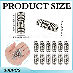 300 pz di perline tubolari in argento tibetano a colonna&nbsp;TIBE-ME0001-17