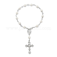 Акриловые круглые с крестообразным узором браслеты с подвесками для женщин&nbsp;BJEW-JB11347-01