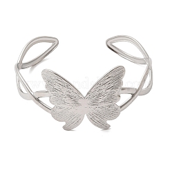 Браслеты-манжеты из нержавеющей стали 304 в виде бабочки для женщин&nbsp;BJEW-A155-01P