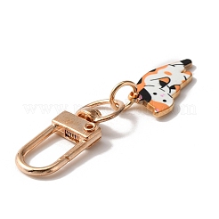 かわいい猫合金エナメル ペンダント装飾  スイベルクラスプチャーム  クリップオンチャーム  キーホルダー用  財布  バックパック飾り  ライトゴールド  サンゴ  60mm&nbsp;AJEW-WH0323-89D