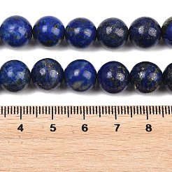 天然石ラピスラズリビーズ連売り  ラウンド  10mm  穴：1mm  約38個/連  15.5インチ（395mm）&nbsp;G-G953-03-10mm