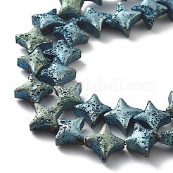 Fili di perle di roccia lavica naturale elettrodeposta&nbsp;G-A251-C01-01J