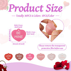 30 шт. 6-х цветные непрозрачные акриловые подвески ко Дню святого Валентина SACR-BT0001-03