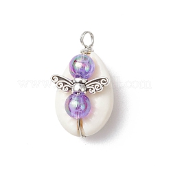 Подвески в виде ангела из натуральной ракушки каури и прозрачного акрила PALLOY-JF03815-02