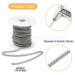5m 304ステンレススチールリンクチェーン  ハンダ付け  スプールで  ステンレス鋼色  3.2mm&nbsp;CHS-CJ0001-39